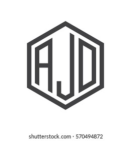 initial three letter logo hexagon black