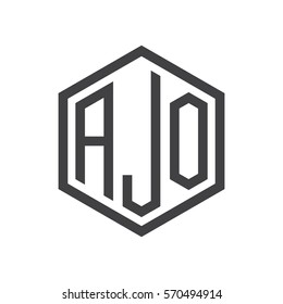 initial three letter logo hexagon black