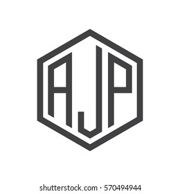 initial three letter logo hexagon black