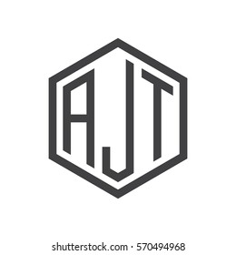 initial three letter logo hexagon black
