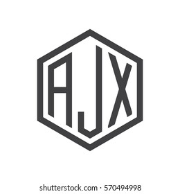 initial three letter logo hexagon black