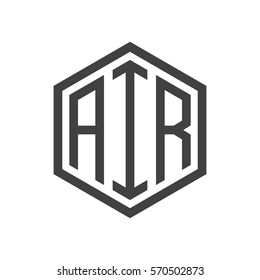 initial three letter logo hexagon black