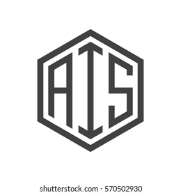 initial three letter logo hexagon black