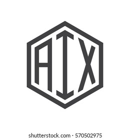 initial three letter logo hexagon black