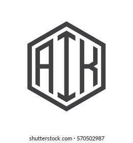 initial three letter logo hexagon black