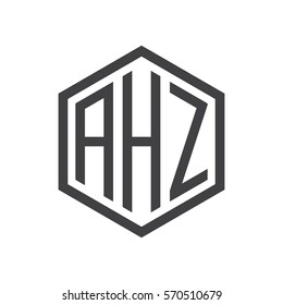 initial three letter logo hexagon black