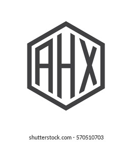 initial three letter logo hexagon black