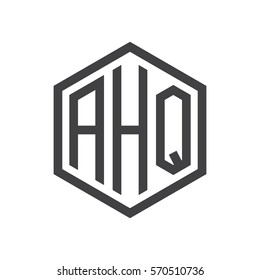 initial three letter logo hexagon black
