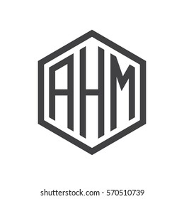 initial three letter logo hexagon black