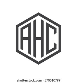 initial three letter logo hexagon black