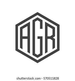 initial three letter logo hexagon black