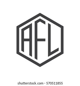 initial three letter logo hexagon black