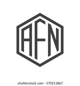 initial three letter logo hexagon black