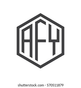 initial three letter logo hexagon black