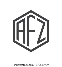 initial three letter logo hexagon black