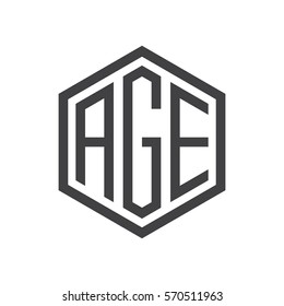 initial three letter logo hexagon black