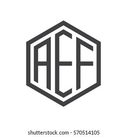 initial three letter logo hexagon black