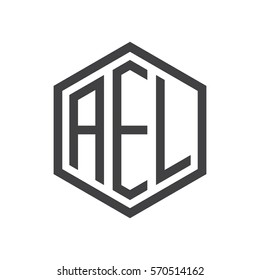 initial three letter logo hexagon black