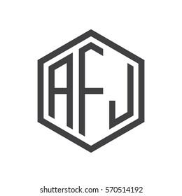 initial three letter logo hexagon black