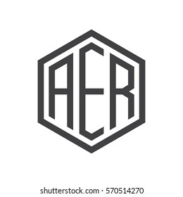 initial three letter logo hexagon black