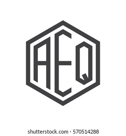 initial three letter logo hexagon black