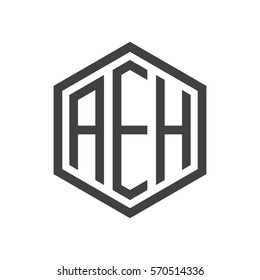 initial three letter logo hexagon black