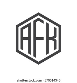 initial three letter logo hexagon black