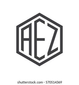 initial three letter logo hexagon black