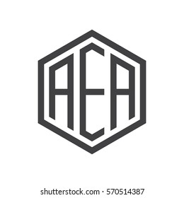 initial three letter logo hexagon black