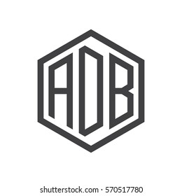 initial three letter logo hexagon black