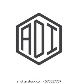 initial three letter logo hexagon black