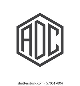 initial three letter logo hexagon black