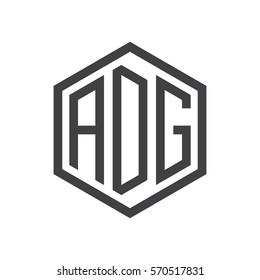 initial three letter logo hexagon black