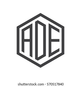 initial three letter logo hexagon black