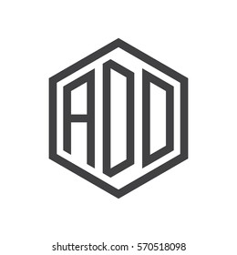 initial three letter logo hexagon black