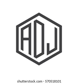 initial three letter logo hexagon black