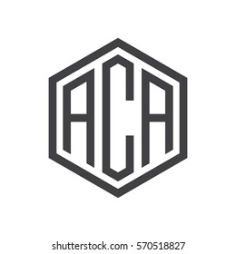 initial three letter logo hexagon black