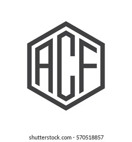 initial three letter logo hexagon black