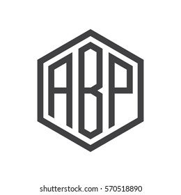 initial three letter logo hexagon black