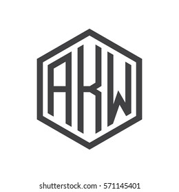 initial three letter logo hexagon black