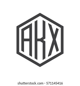 initial three letter logo hexagon black