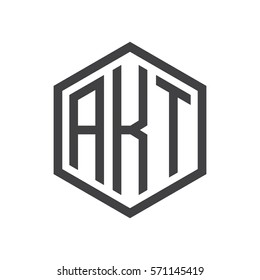 initial three letter logo hexagon black