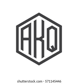 initial three letter logo hexagon black