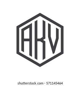 initial three letter logo hexagon black