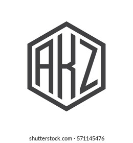 initial three letter logo hexagon black