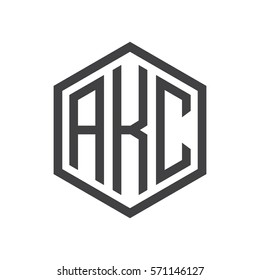initial three letter logo hexagon black