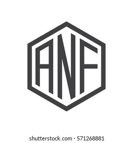 initial three letter logo hexagon black