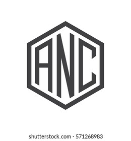 initial three letter logo hexagon black