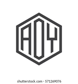 initial three letter logo hexagon black