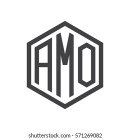 initial three letter logo hexagon black